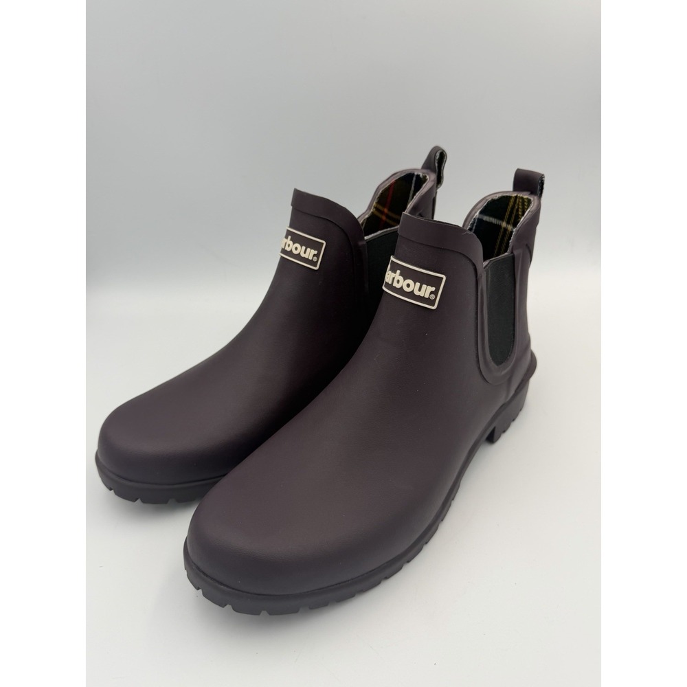 Barbour Wilton Wellington Womens US 8 Chelsea Boots Eggplant Pull On Ankle Boots